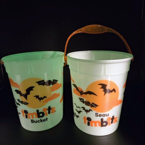 2023 Tim Hortons Halloween Timbits Bucket Glow In The Dark Lot Of 2 Read - Picture 10 of 11
